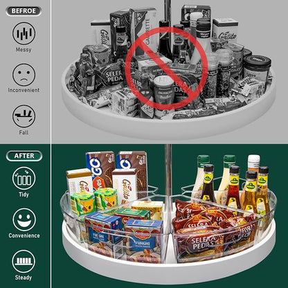 JEISSLIA Lazy Susan Cabinet Organizer Bins for 26"/ 28"/ 32" Diameter Corner Organizer, Plastic Cabinet Storage Bin, 1/8 Wedge - Food Safe, BPA Free, with Non-Slip Pads (for 32" Diameter, 6 Pack)