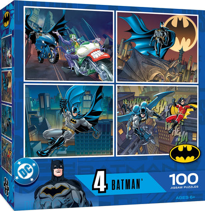 MasterPieces Puzzle Set - 4-Pack 100 Piece Jigsaw Puzzle for Kids - Batman 4-Pack - 8"x10"