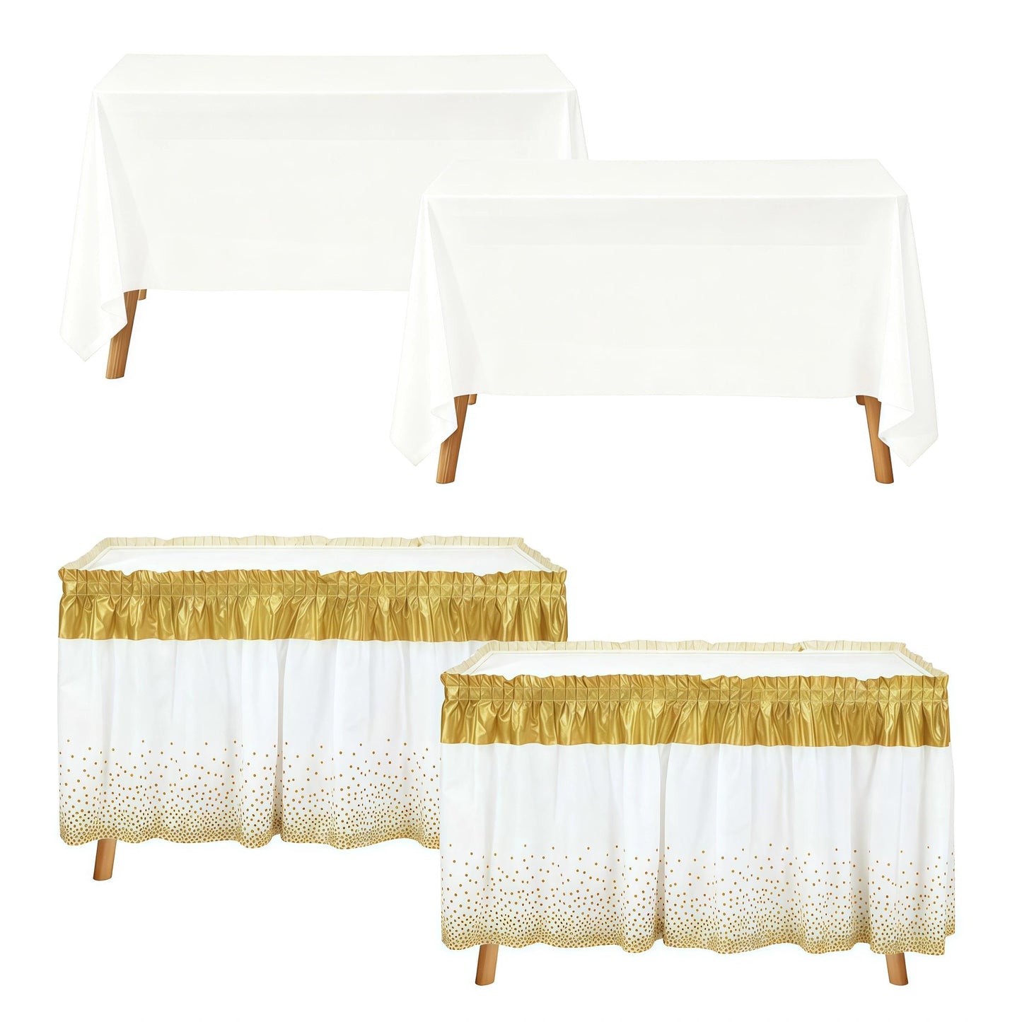 Qitvorax Disposable Table Skirts for Party, Plastic Rectangle Tables 6ft
