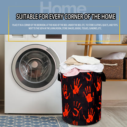 Blood Spatter Hand Print Laundry Basket Blood Drop Pattern Foldable Oxford Cloth Funny Tote Bag Laundry Hamper Clothes Storage Bucket Organizer For Bathroom/Laundry/Bedroom 18.9x16.5in