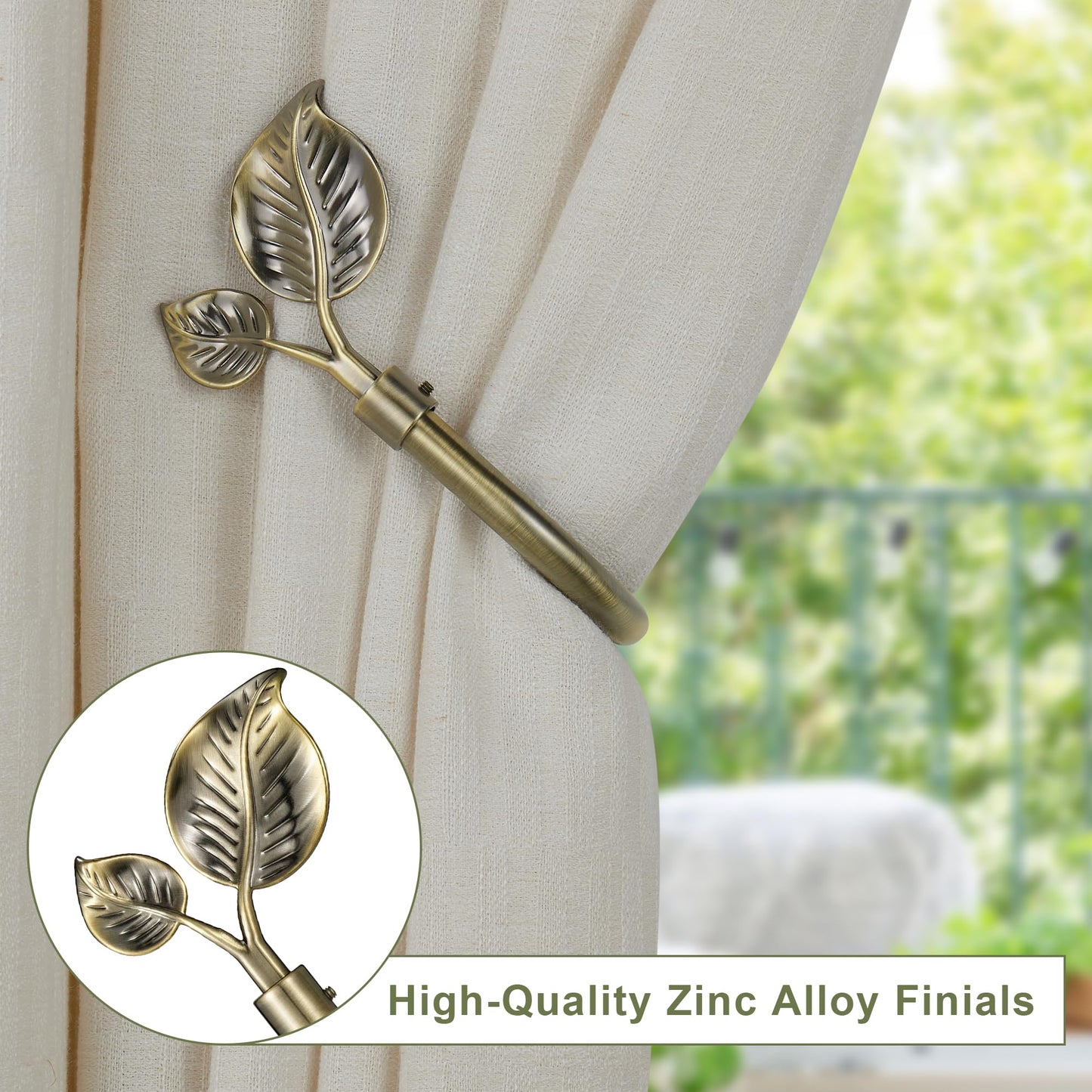 Leaf-Shaped Curtain Holdbacks 2pcs, Wall Mounted Alloy Curtains Side Holders, Curtain Tie Backs Hooks for Drapes Window Home Decoration, Antique Bronze