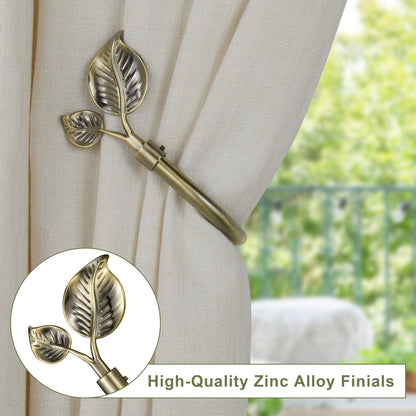 Leaf-Shaped Curtain Holdbacks 2pcs, Wall Mounted Alloy Curtains Side Holders, Curtain Tie Backs Hooks for Drapes Window Home Decoration, Antique Bronze