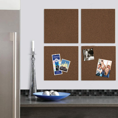 Quartet Cork Tiles, Bulletin Board Cork Panels 12" x 12" x 3/8", Dark Brown, 4 Pack (101)