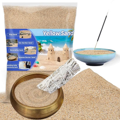 RAINFLOW 15 OZ Fine Yellow Sand for Crafts - Colored Quartz Zen Garden Sand Decorative for Vases Filler, Wedding Unity Ceremony, Incense Burner, Ritual Incense,Wishing Bottle