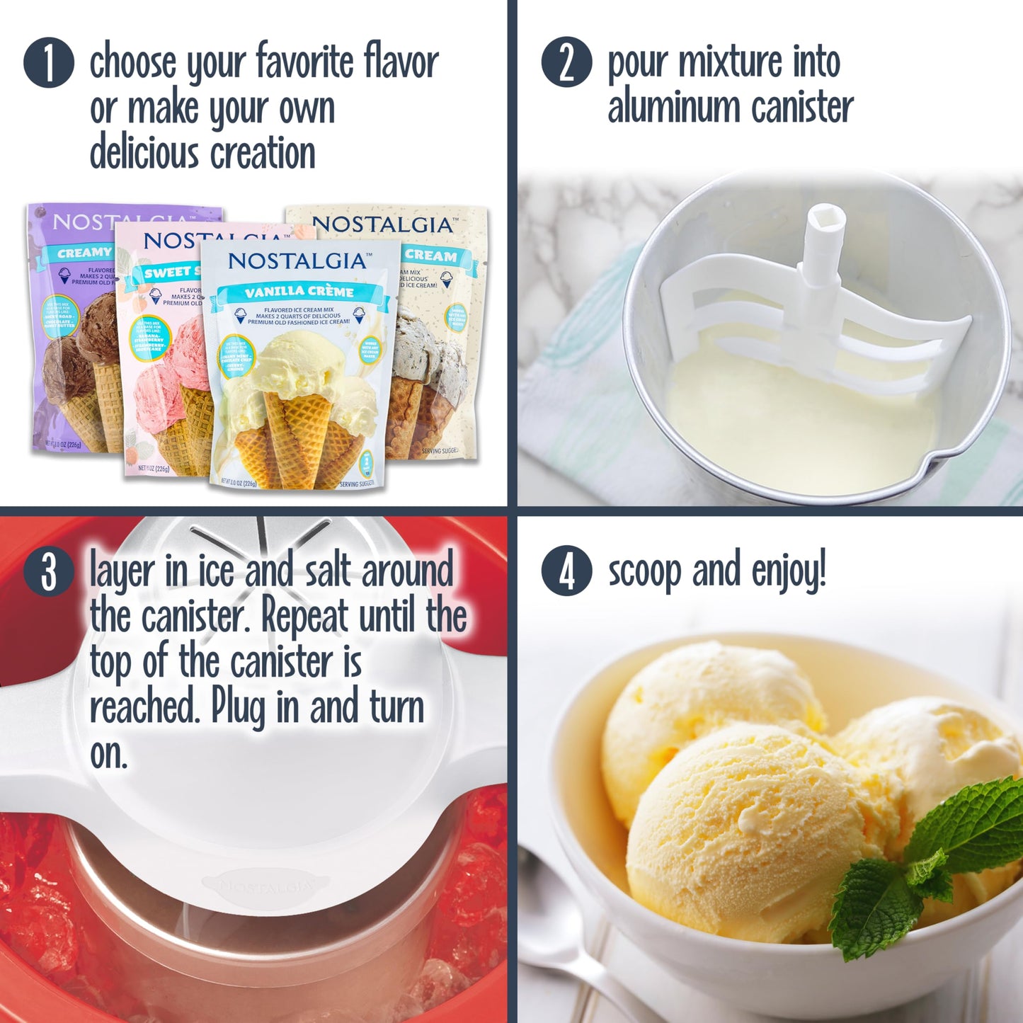Nostalgia Electric Ice Cream Maker - Old Fashioned Soft Serve Ice Cream Machine Makes Frozen Yogurt or Gelato in Minutes - Fun Kitchen Appliance - Vintage Wooden Style - Light Wood - 4 Quart