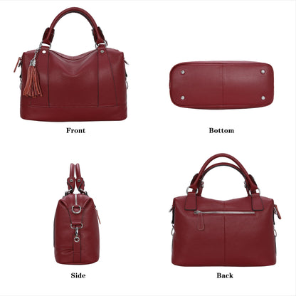 HESHE Soft Genuine Leather Purses for Women Shoulder Handbag Designer Handbags for Woman Hobo Bag Cross Body Purse Women’s Satchel Bag Totes Bags (Wine)