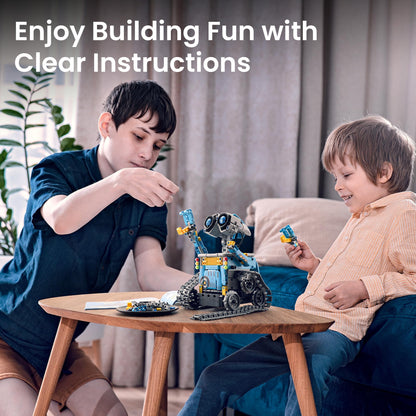 Sillbird Robot Building Kit with Remote Control STEM Gifts for Boys Ages 8-12, Technic Coding Robotic Toys for Kids Birthday, Build 5in1 Models with 488 Pieces - Blue