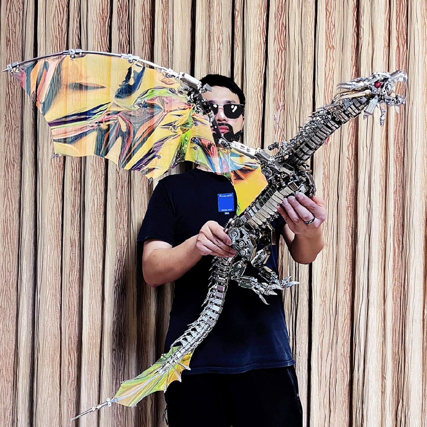 3D Metal Puzzle for Adults - Bloodthirsty Aurora Dragon Model Kit, 3000+ Pieces, 126cm Long - Mechanical DIY Assembly for Collectors