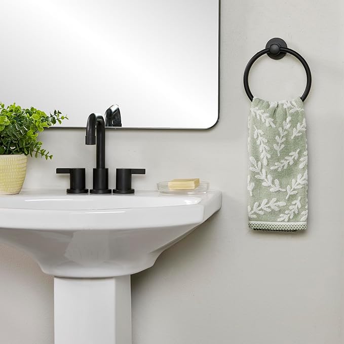 SKL Home Leaf Sprig 100% Cotton Jacquard 2pc Hand Towel Set, Reversible &