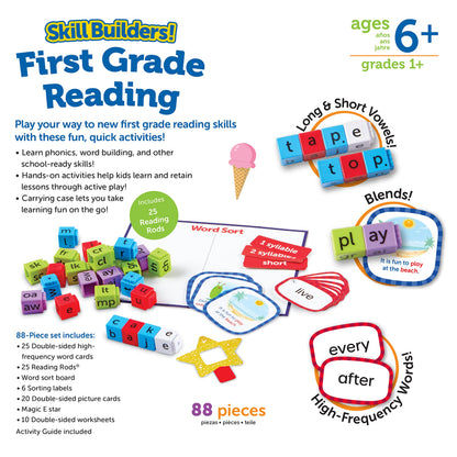 Learning Resources Skill Builders! 1st Grade Reading - 88 Pieces, Ages 6+ First Grade Learning Materials, Homeschool and Classroom Supplies, Reading Games for Kids