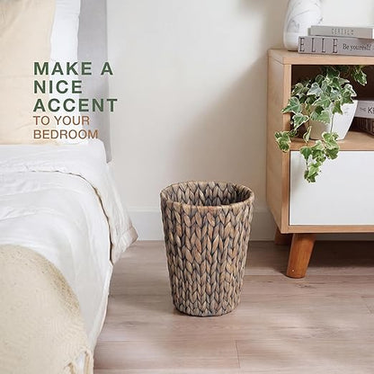 84ECO 2-Pack Small Grey Wicker Trash Cans for Bathroom, Bedroom, Office