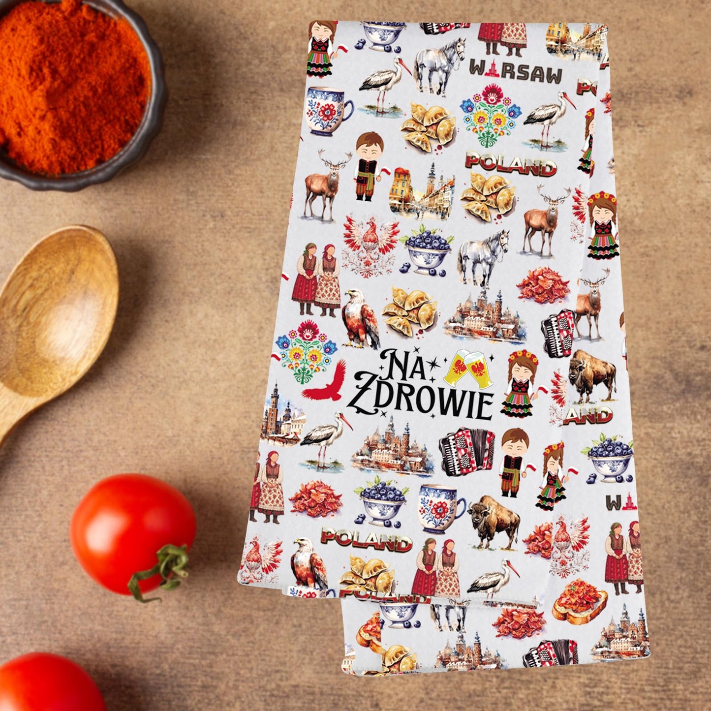 G2TUP Poland Kitchen Towel Polish Cheers Tea Towel Na Zdrowie Gifts Polska Hand Towel Polish Gifts (NaZdrowie kt)