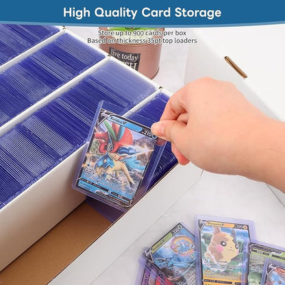 4 Pack Card Storage Box, 3700 Count Trading Card Storage Box White Sports Storage Cards Box Organizer Sorting Tray Cases Box for Storing Protecting and Organizing Soccer Cards