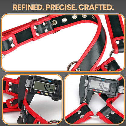 Mens PU Leather Chest Harness Top, Male Adjustable Shoulder Harness Strap Punk Fashion Styling Fantasy Costume for Music Festival Halloween Party Cosplay (Red)
