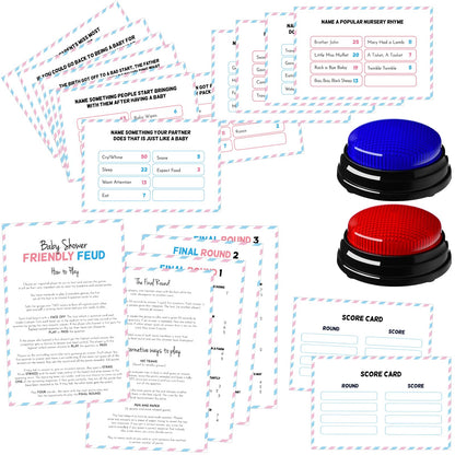 Humyoun Baby Shower Friendly Feud Game with 2 Answer Buzzers, Feud Card for Family Game Night Fun Trivia Quiz for Party Office Class Groups Team Building