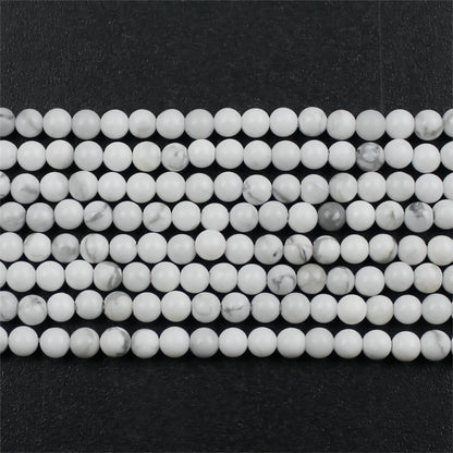 MJDCB 320pcs Natural Small Stone Beads 2mm White Howlite Round Smooth Loose Gemstone Bead for Jewelry Making Bracelets Earrings Necklaces Accessories