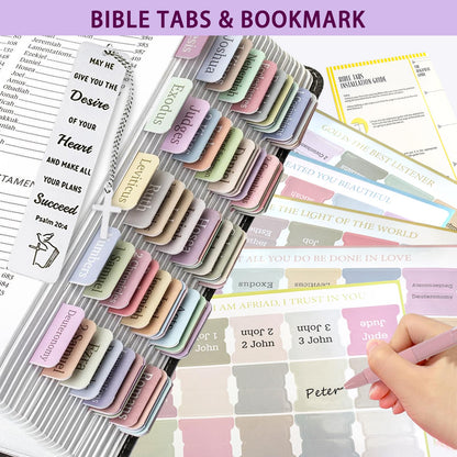 Bible Study Supplies Journaling Kit for Women,Office School Supply Set with Large Pen Case,Bible Study Journal Notebook,No-Bleed Highlighters and Pens,Sticky Notes,Bible Tabs Bookmark (purple)