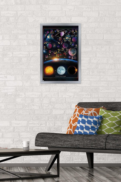 Trends International Ali Chris - The Solar System: Total Eclipse Letters Wall Poster, 22.4L x 14.7W, Silver Framed Version
