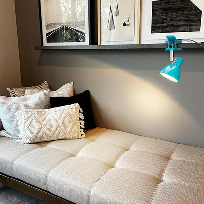 LED Clip lamp,5W Super Bright Desk Light, 330° Rotation Small Lamp with Clamp on Desk/Table/Bed Headboard/Cupboard Home Lighting, Modern and Save Space Illumination Powerful Lamp Blue