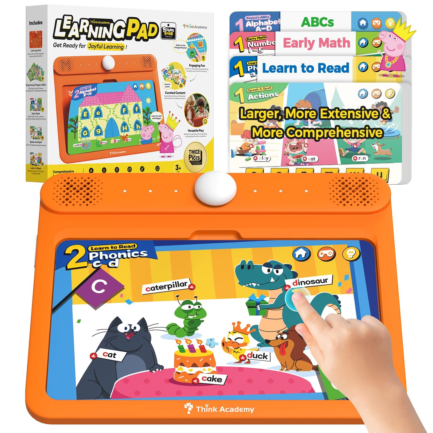 Think Academy Learning Pad - Screen Free Tablet with Flash Cards Inserted to Learn Alphabet, Numbers, Early Math, Logic, Nature and Daily Life, Educational Toys Gift for 3 4 5 Years Old Boys Girls