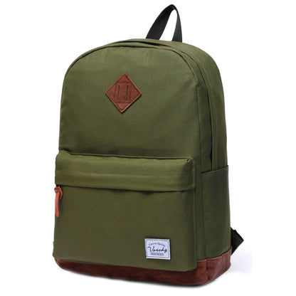 VASCHY Unisex Classic Lightweight Water-resistant Campus School Rucksack Travel BackPack Green Fits 15.6Inch Laptop