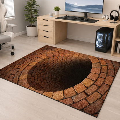 CASAVAINE 3D Optical Illusion Vortex Rug 5'x7' Realistic Brick Well Hole Design, Soft Non-Slip Washable Area Rug for Living Room, Bedroom, Game Room Decor, Fun Modern Decor