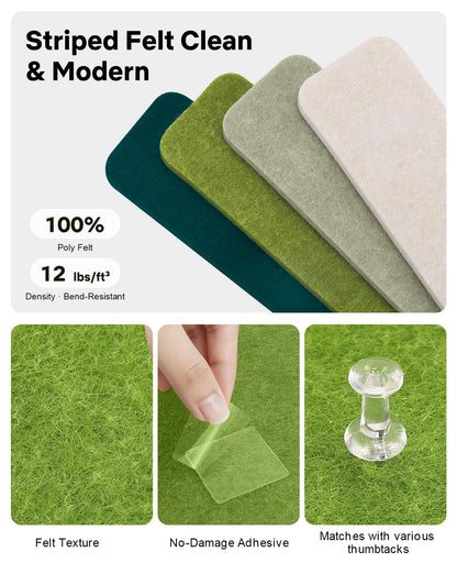 Small Cork Bulletin Board Tiles, Felt Wall Decor and Office Desk Accessories for Vision, Message Center, Picture and Prayer Board, Dorm, Room, Home Office Essentials and Organization(Sagewood)