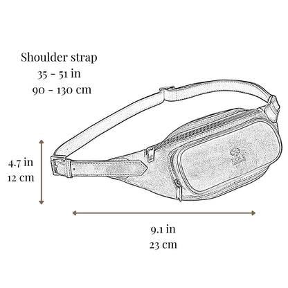 Time Resistance Leather Waist Pack - Belly Bag, Belt Bag, Fanny Pack - Handmade in Italy (Green)