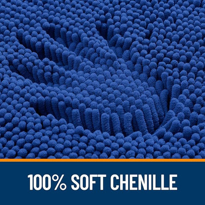OLANLY Bathroom Rugs 34x21, Extra Soft Absorbent Chenille Bath Rugs, Rubber Backing Quick Dry, Machine Washable Bath Mats for Bathroom Floor, Tub and Shower, Home Decor Accessories, Royal Blue