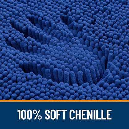 OLANLY Toilet Rugs U-Shaped 24x20, Extra Soft Absorbent Chenille Contour Bathroom Rugs for Toilet, Dry Quickly, Machine Washable, Non-Slip Bath Mat, Royal Blue
