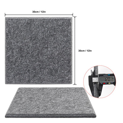 Geytetqi 12 Pack 12" x 12" Felt Boards, Dark Grey Square Felt Wall Tiles, Self-Adhesive Cork Bulletin Board for Home, Office, and Kitchen Decor(1/2 Inch Thickness)