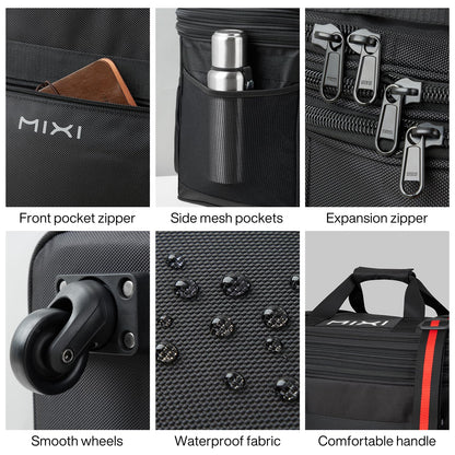 mixi Travel Bag with Wheels Expandable Foldable Luggage Bag Collapsible Rolling Travel Bag Duffel Bag Large Capacity Suitcase for Men Women, Black