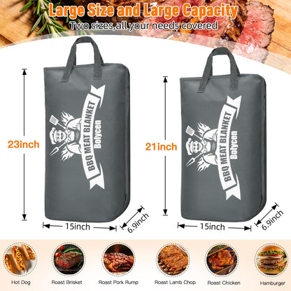 Upgraded Insulated BBQ Blanket for Resting Meat-BBQ Smoker Accessories Gifts for Men Dad Husband-Air Fryer/Kitchen/Camping/Baking/Party Essential-Bag for Brisket/Steak/Pork Shoulder/Turkey (21inch)