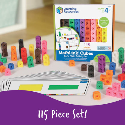 Learning Resources MathLink Cubes Early Math Activity Set - 115 Pieces, Ages 4+, Classroom Must Haves, Preschool Activities, Teacher School Supplies, Toddler Montessori Toys, Math Manipulatives