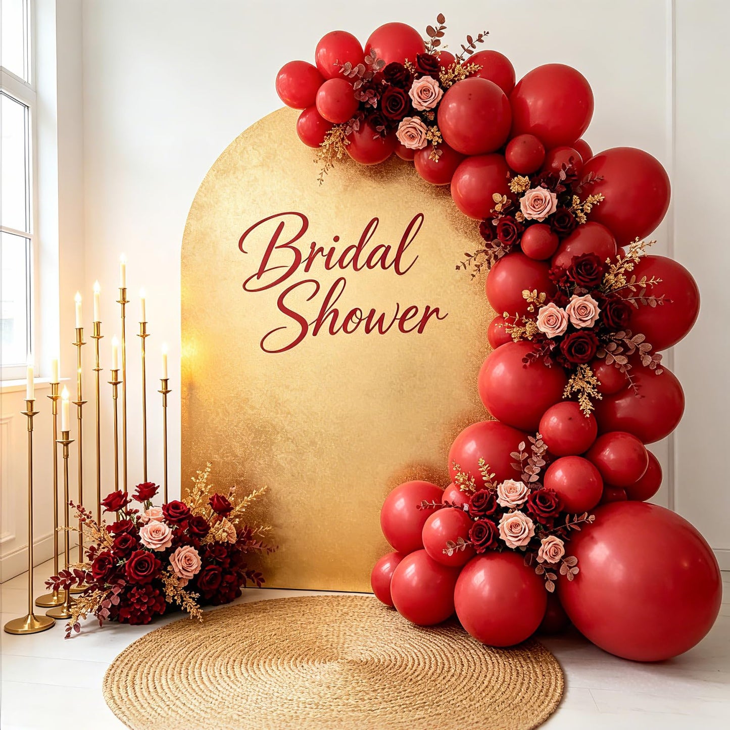 108Pcs Red Double Stuffed Balloons Different Size, 18/12/10/5 inch Dark Cherry Matte Ruby Red Balloons Garland Arch kit for Wedding Baby Shower Bridal Shower Engagement Anniversary Party Decoration