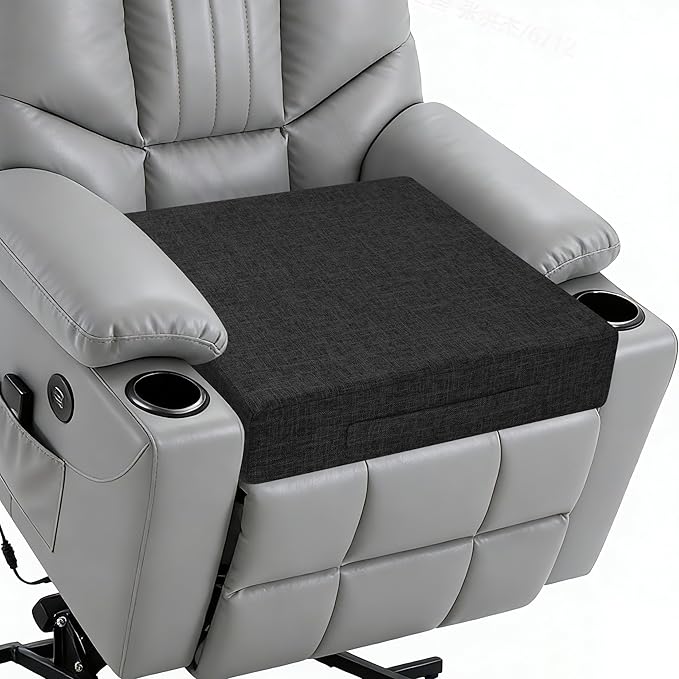 Recliner Cushions for Elderly 20X20X4 Inch Thick Seat Cushion for Recliner Chair with Non-Slip Bottom and Washable Cover Square Chair Cushions for Couch, Armchair, Floor (1, Black)