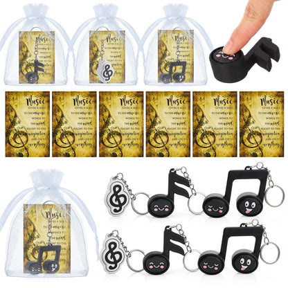 Junkin 24 Sets Music Note 3D Printed Clicker Fidget Keychains with Cards and Organza Bags- Stress Relief Key Rings for Graduation Gift, Music Party Favors, Students, Teachers, Birthday Gift