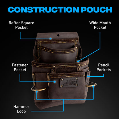 OX Pro Oil Tanned Leather Tool Belt with Padded Suspenders Leather Carpenter Tool Belt with Suspenders and Pouches Dual Hammer Holsters for Men - Morrales Para Carpintero