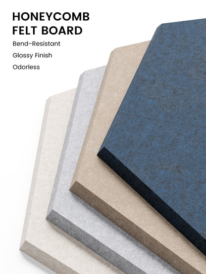Fluxynara Hexagon Cork Board Alternative for Walls Decor-12-Pack Felt Bulletin Board Tiles,with 30 Pushpins,70 Adhesive Tabs for Office,Classrooms & Home Pin Board Felt Board-Nordic Slate