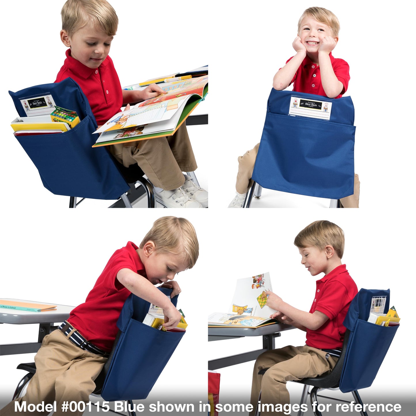 Seat Sack Student Chair Storage Pocket - 12", Classroom Chair Organizer for Student Desks, Durable Over-the-Chair Storage, Blue, 1-Pack