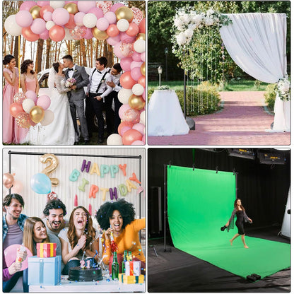 SLOW DOLPHIN Pipe and Drape Photography Backdrop Stand Kit Adjustable Photo Background Stand 10ft x 6.5ft with Metal Base for Parties Weddings Birthday Party Events Photo Booth