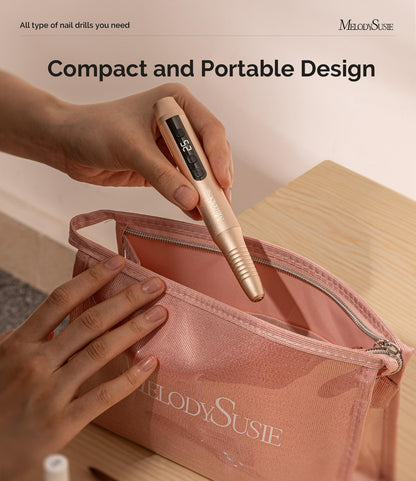 MelodySusie Cordless Nail Drill, PC180G 25,000RPM Rechargeable Electric Nail File with Nail Drill Bits,Sanding Bands