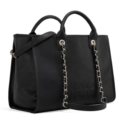 Lee Large Shoulder Tote Bag for Women Vegan Leather Top-Handle Handbag LEE46-345BK