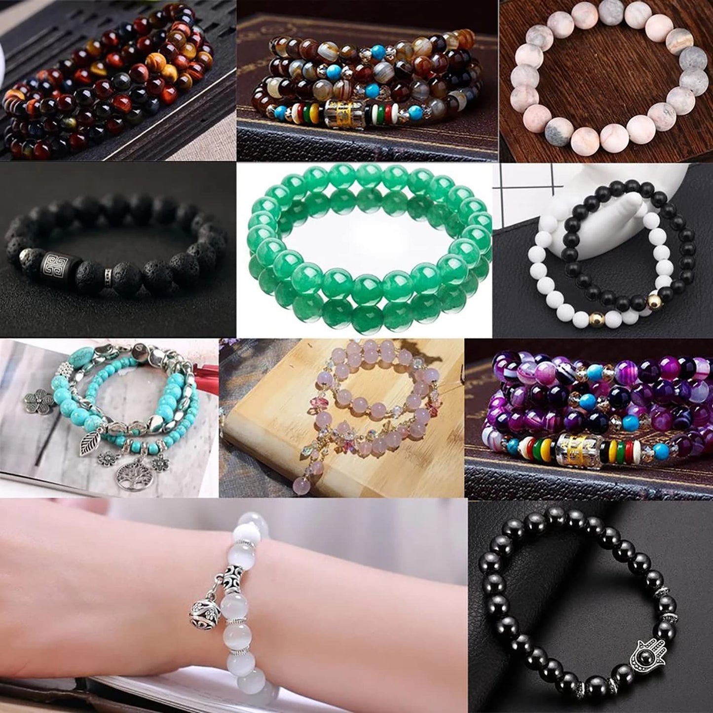 10mm 38pcs Natural Stone Beads Dalmatian Jasper Round Loose Spacer Beads for Jewelry Making DIY Bracelet Necklace Accessories (10mm, Dalmation Jaspers)