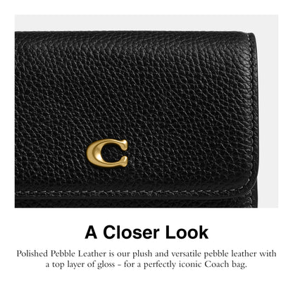 COACH Polished Pebble Leather Essential Flap Card Case