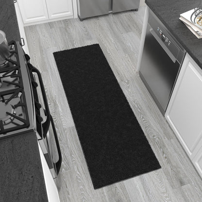 Ottomanson Shag Area Rug 3' x 5', Fluffy Bedroom Rug with Non-Slip Rubber Backing, Soft Non-Shedding Accent Rug for Living Room, Nursery, Entryway, Dorm, Black