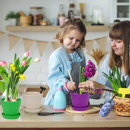 Hahood 48 Pack Plastic Planters 5.5 Inch Flower Plant Pots Indoor Set Thickened Seedling Nursery Pots Seed Starting Pots with Drainage Holes Saucers Mini Garden Tool for Home Office Garden, Multicolor