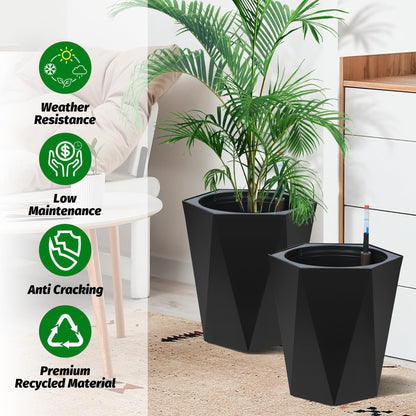 Garvee 16" Tell Planters Set of 2, Self-Watering Planters, Planters for Outdoor Plants, Plants Pot with Water Level Monitor for Patio, Porch, Living Room, Home Office
