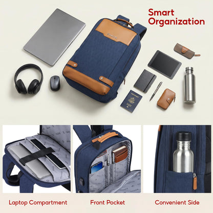 SAKOS Matura 15.6 inch Laptop Backpack with USB Charging Port, Professional Luggage Backpack Carry on Flight - TSA Approved, Water Resistant Backpack for Men & Women with Laptop Compartment - Blue