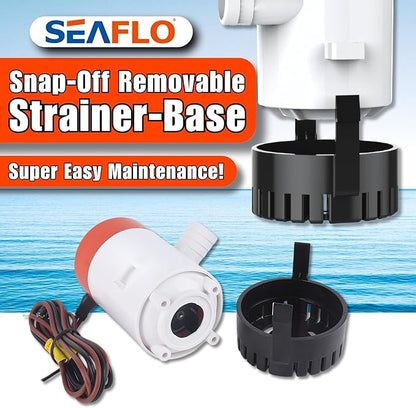 SEAFLO 01 Series 500 GPH Bilge Pump – 12V, 3/4" Outlet, Marine Submersible Pump with Anti-Airlock Protection, CE & Rohs Certified, 4-Year Warranty | Reliable for Boats and Marine Applications